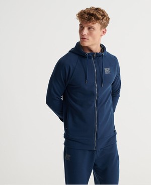 Superdry Training Flex Cipzár Férfi Kapucnis Pulóver Kék | SLYNB3086